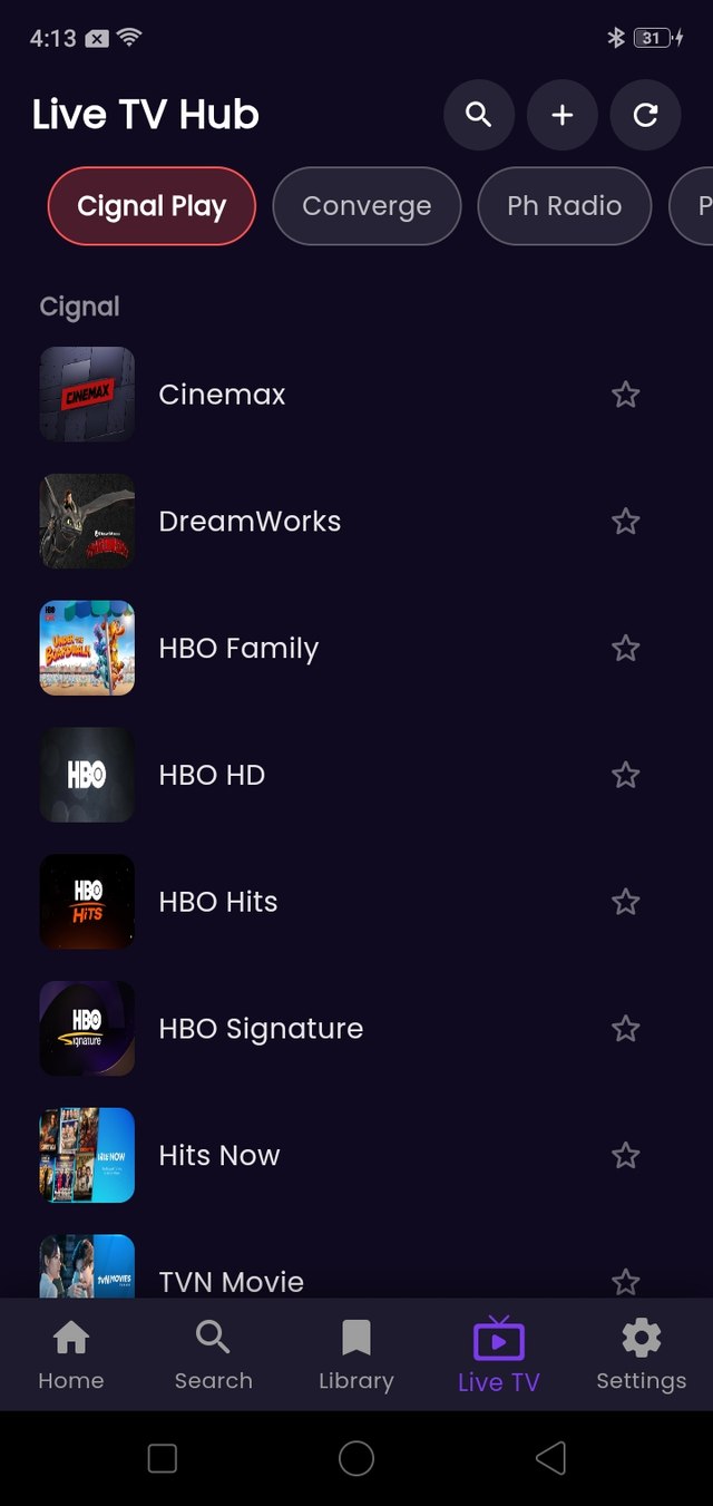 Salamander Pro Live TV Hub on Android phone